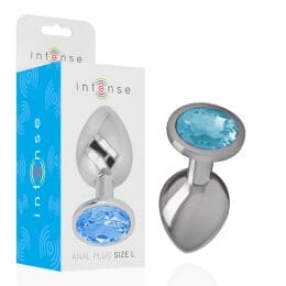 INTENSE - ALUMINUM METAL ANAL PLUG WITH BLUE CRYSTAL SIZE L 2